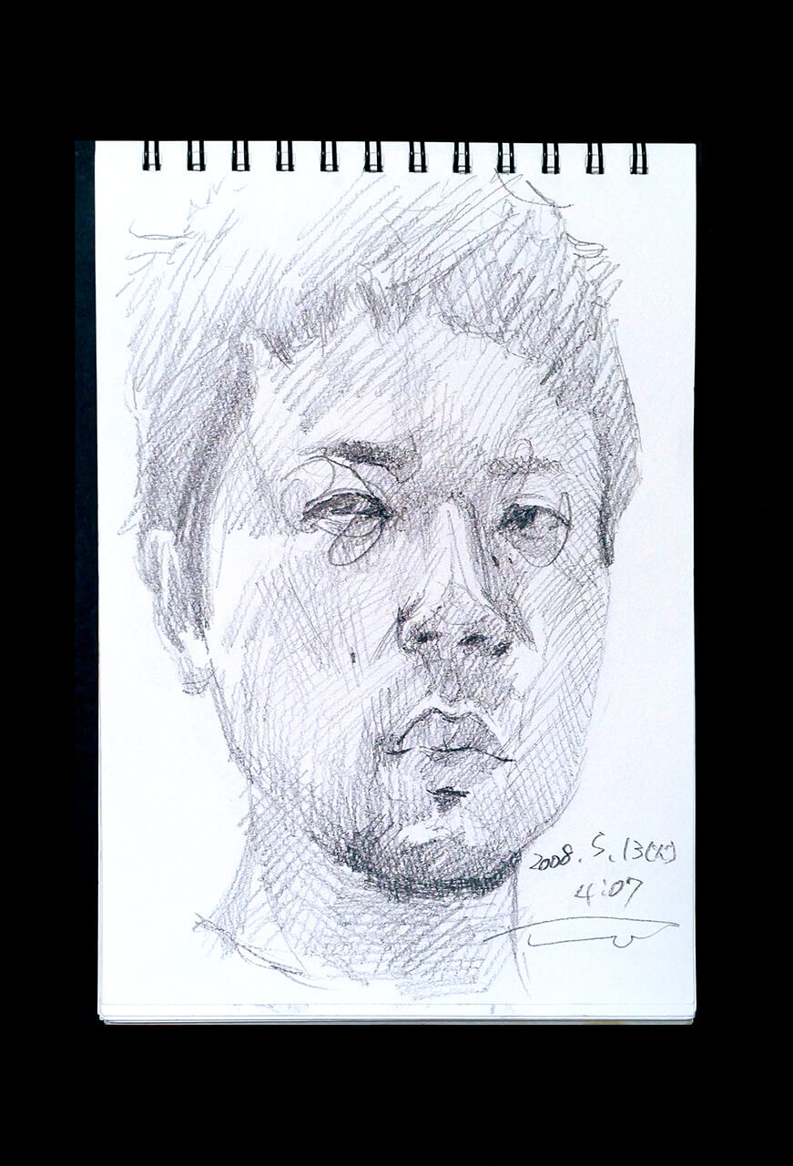 Contemporary artist SHINTAKU Tomoni's 2008/5/13 Self-portrait or pencil drawing