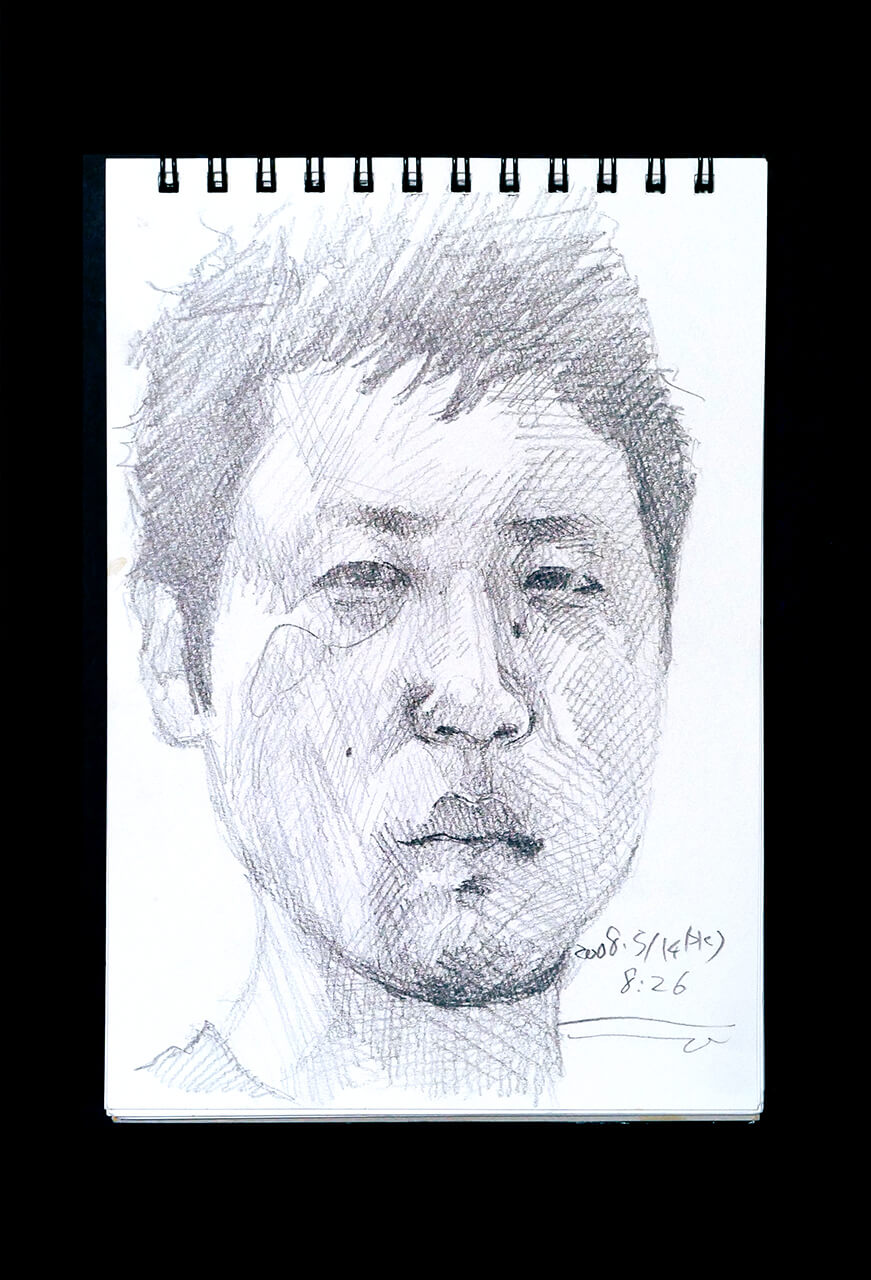 Contemporary artist SHINTAKU Tomoni's 2008/5/14 Self-portrait or pencil drawing