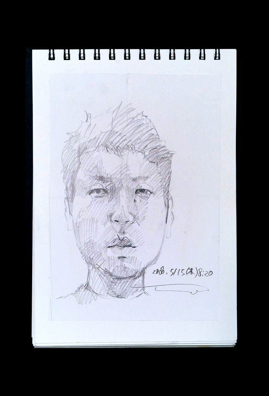 Contemporary artist SHINTAKU Tomoni's 2008/5/15 Self-portrait or pencil drawing