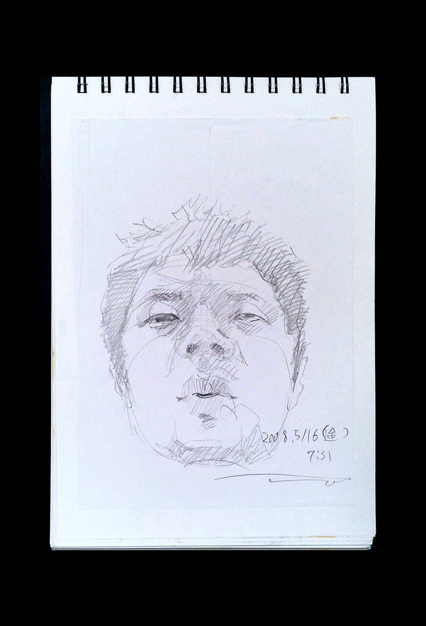 Contemporary artist SHINTAKU Tomoni's 2008/5/16 Self-portrait or pencil drawing