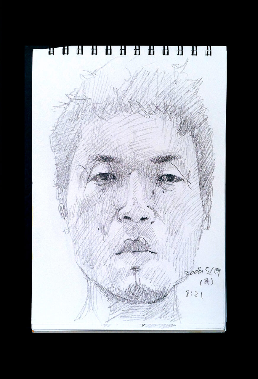 Contemporary artist SHINTAKU Tomoni's 2008/5/19 Self-portrait or pencil drawing