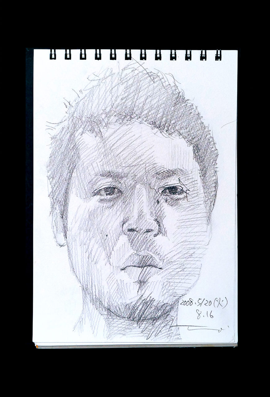 Contemporary artist SHINTAKU Tomoni's 2008/5/20 Self-portrait or pencil drawing