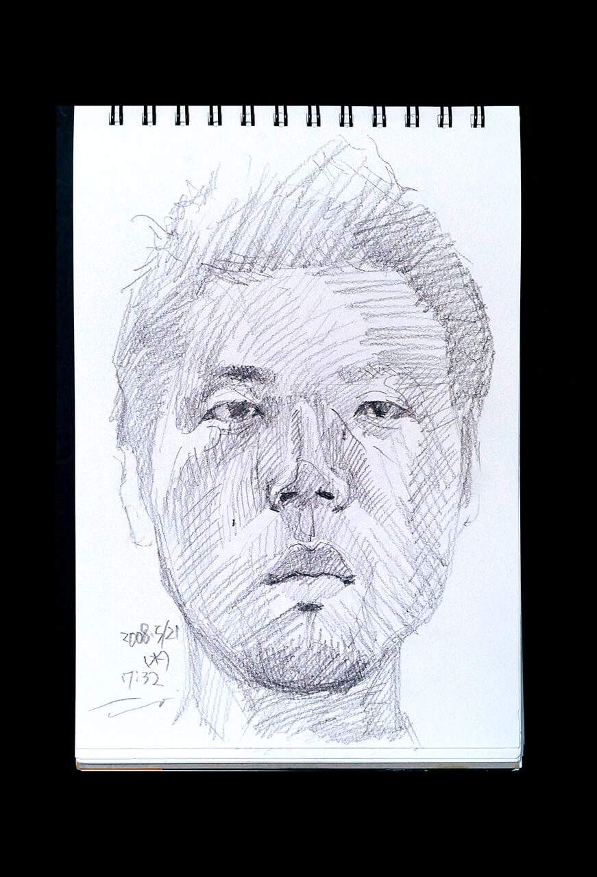 Contemporary artist SHINTAKU Tomoni's 2008/5/21 Self-portrait or pencil drawing