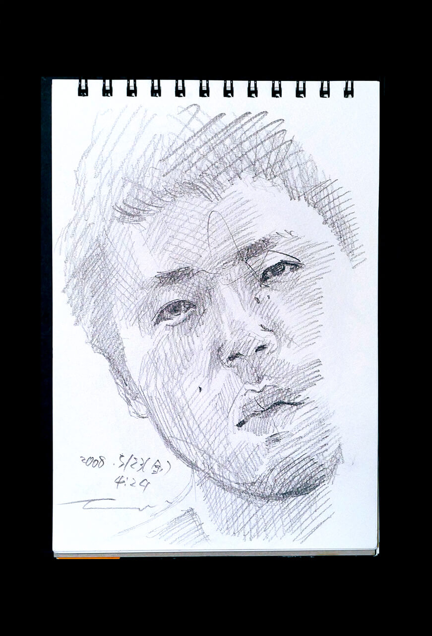 Contemporary artist SHINTAKU Tomoni's 2008/5/23 Self-portrait or pencil drawing