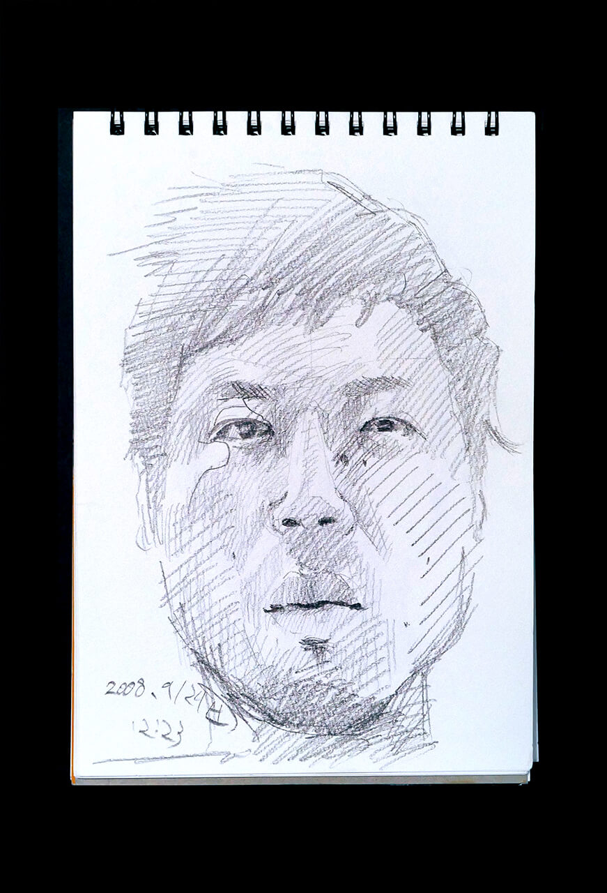 Contemporary artist SHINTAKU Tomoni's 2008/5/24 Self-portrait or pencil drawing