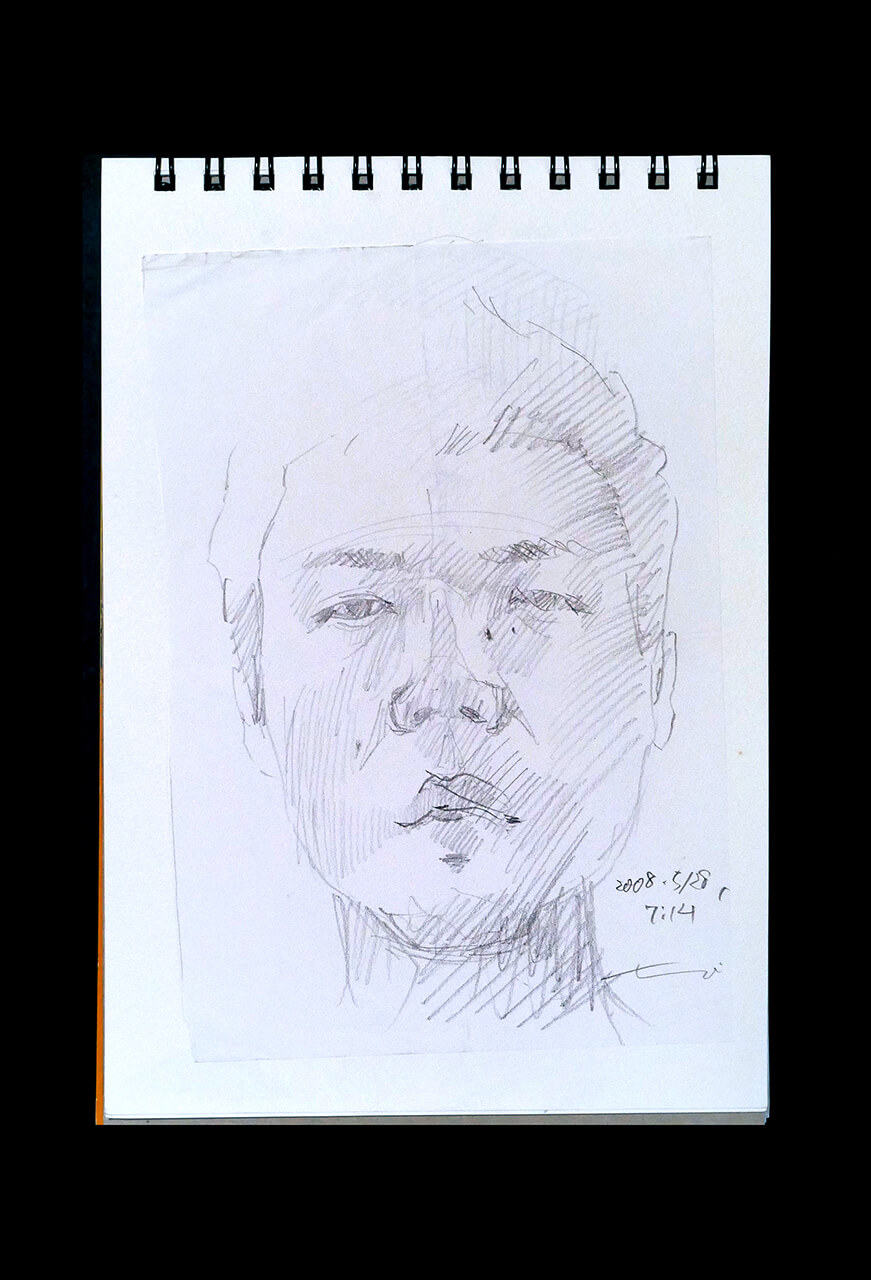 Contemporary artist SHINTAKU Tomoni's 2008/5/28 Self-portrait or pencil drawing