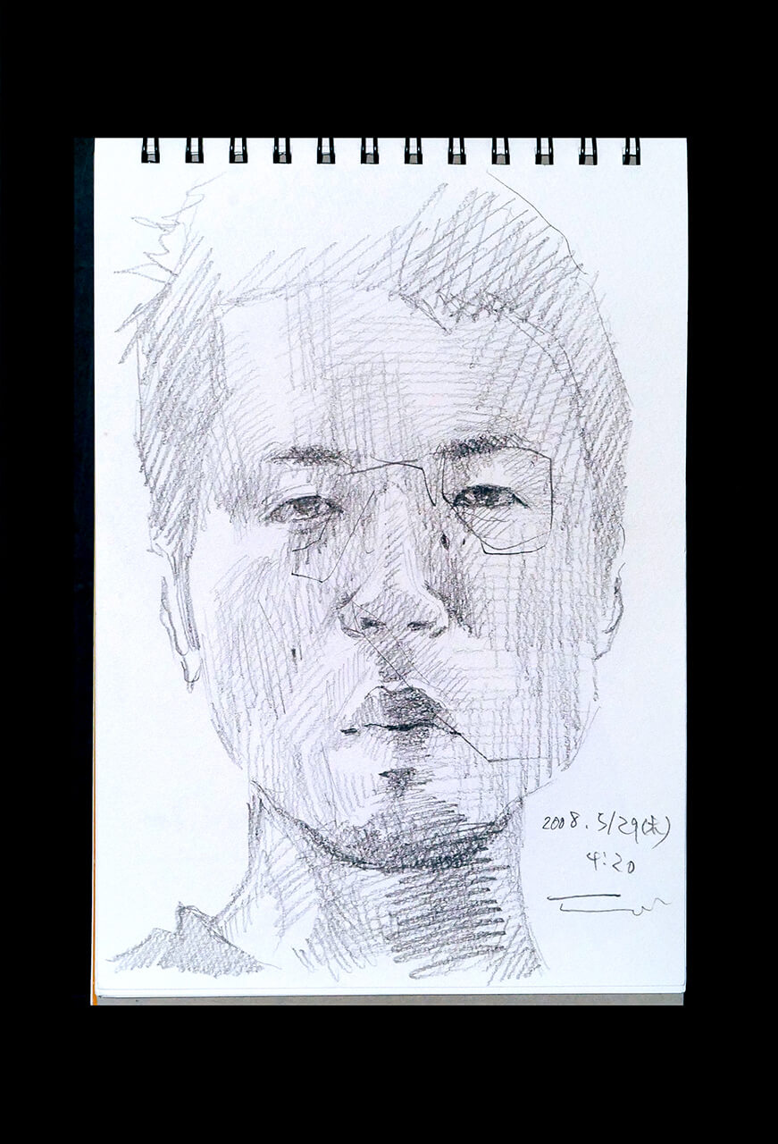 Contemporary artist SHINTAKU Tomoni's 2008/5/29 Self-portrait or pencil drawing