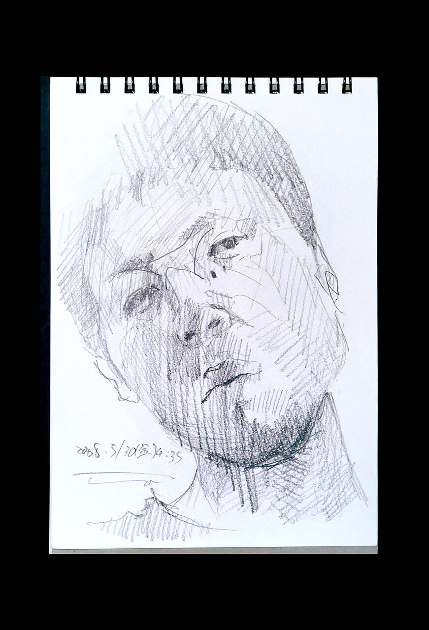 Contemporary artist SHINTAKU Tomoni's 2008/5/30 Self-portrait or pencil drawing
