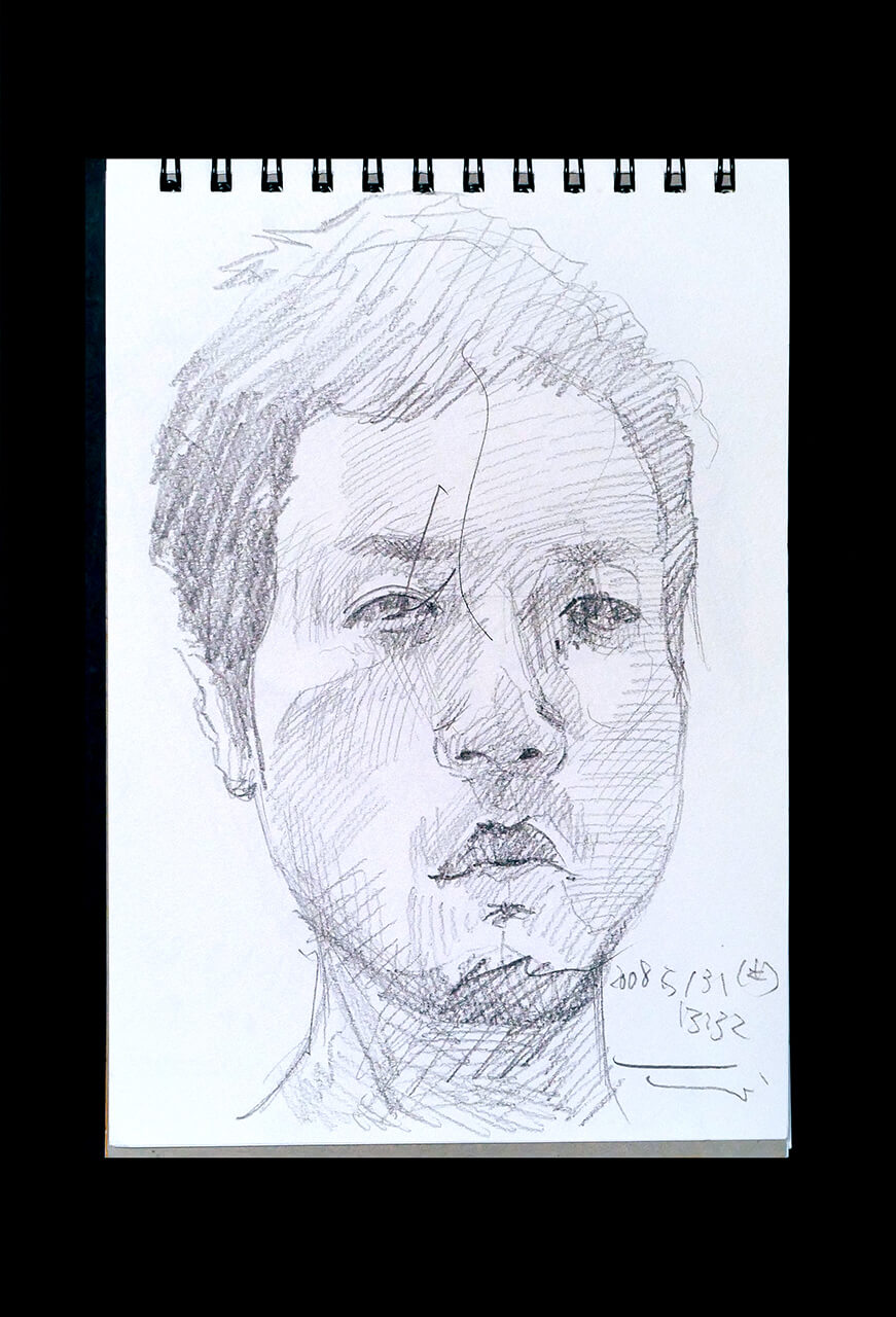 Contemporary artist SHINTAKU Tomoni's 2008/5/31 Self-portrait or pencil drawing