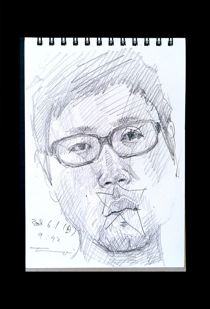 Contemporary artist SHINTAKU Tomoni's 2008/6/1 Self-portrait or pencil drawing