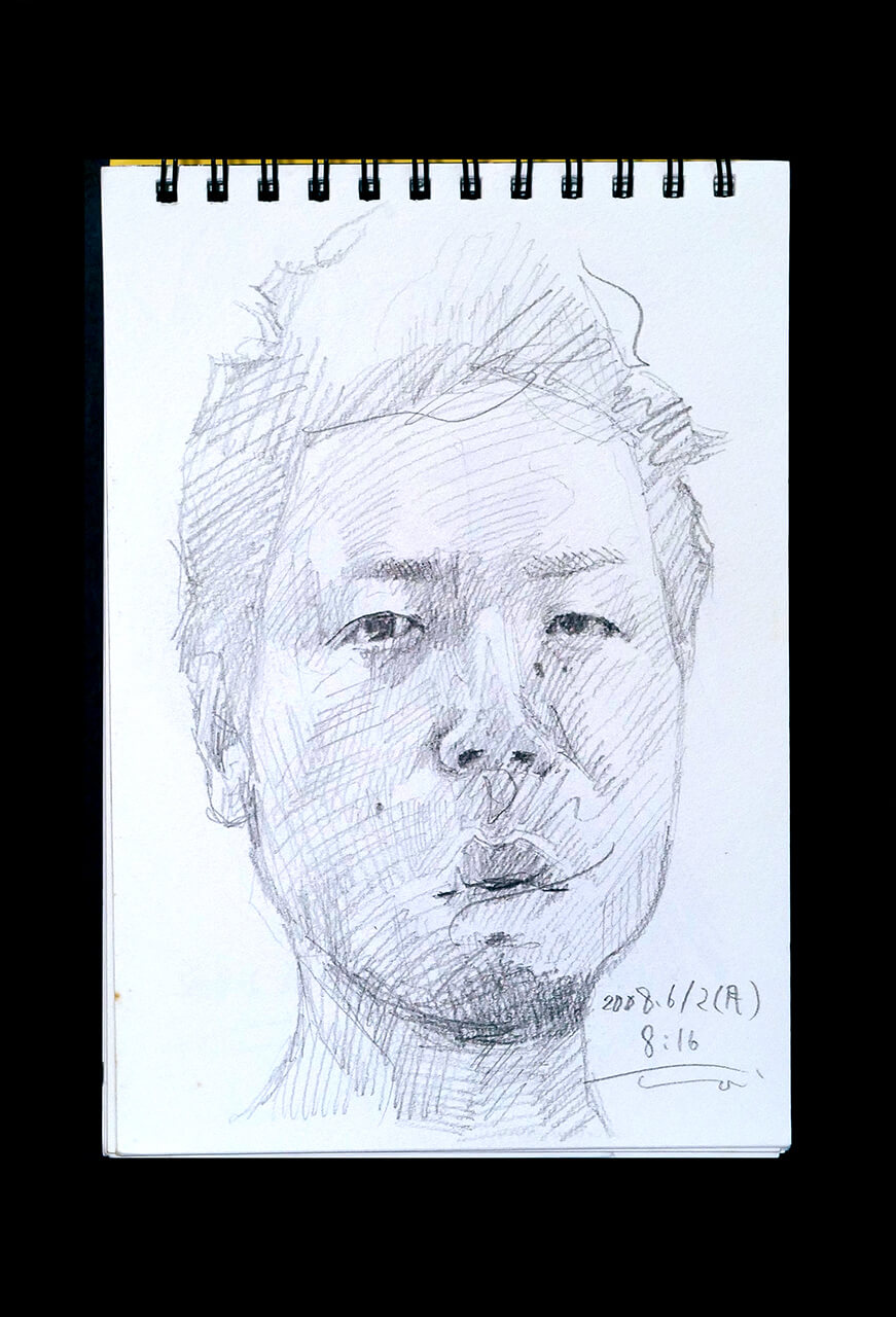 Contemporary artist SHINTAKU Tomoni's 2008/6/2 Self-portrait or pencil drawing