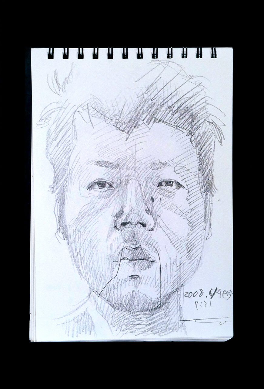 Contemporary artist SHINTAKU Tomoni's 2008/6/4 Self-portrait or pencil drawing