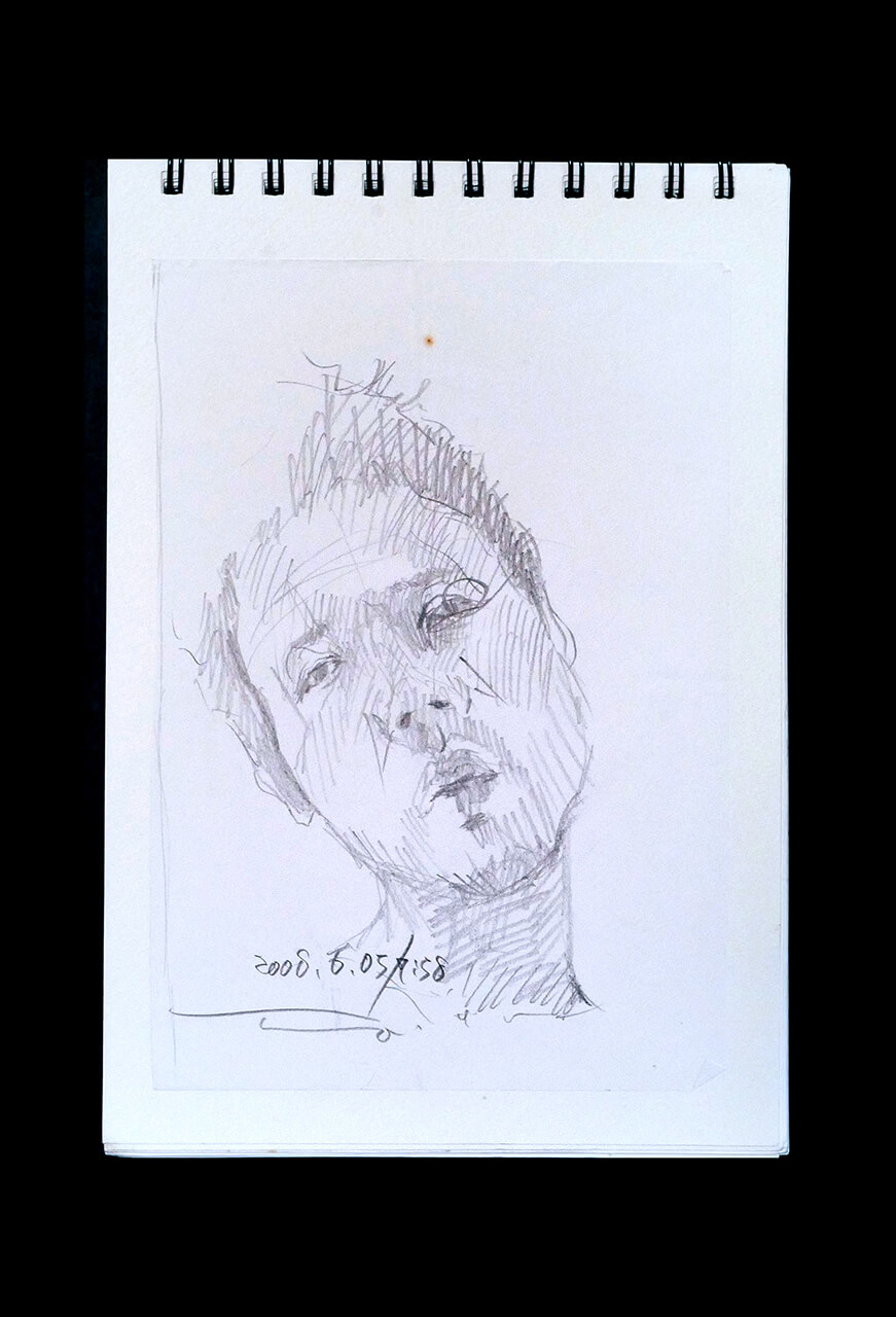 Contemporary artist SHINTAKU Tomoni's 2008/6/5 Self-portrait or pencil drawing