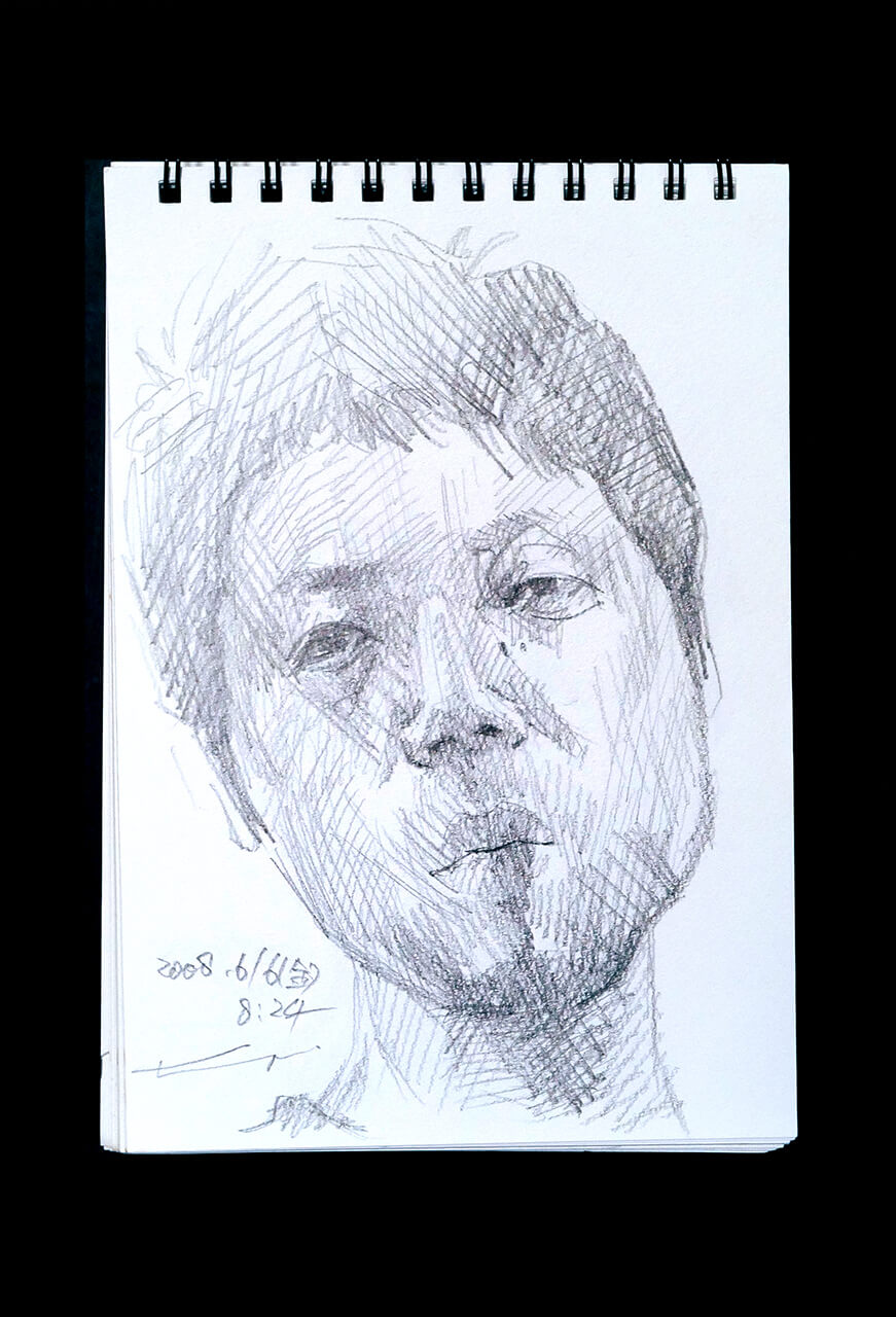 Contemporary artist SHINTAKU Tomoni's 2008/6/6 Self-portrait or pencil drawing