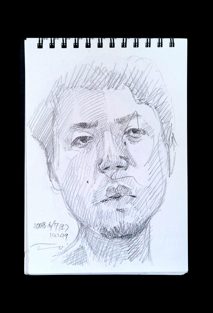 Contemporary artist SHINTAKU Tomoni's 2008/6/7 Self-portrait or pencil drawing