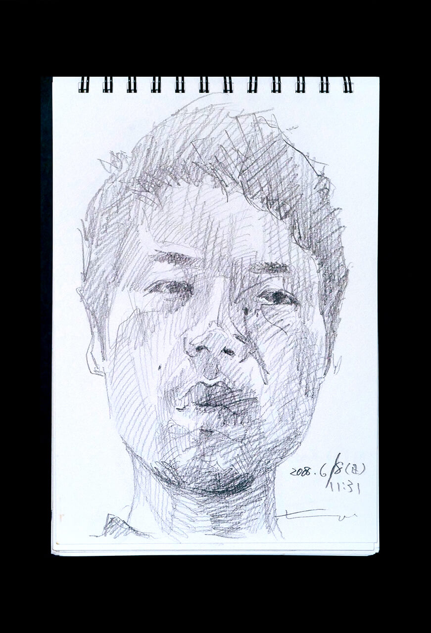 Contemporary artist SHINTAKU Tomoni's 2008/6/8 Self-portrait or pencil drawing