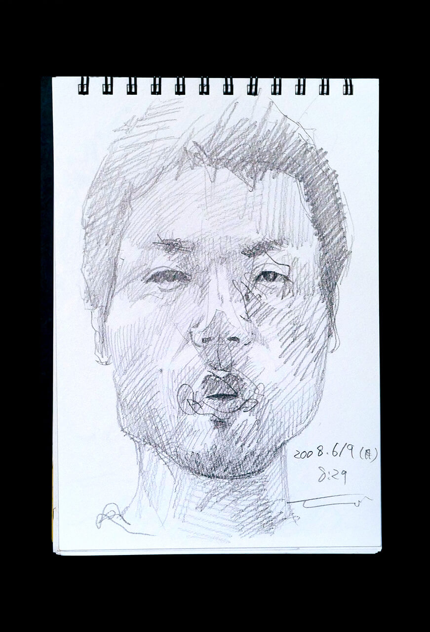 Contemporary artist SHINTAKU Tomoni's 2008/6/9 Self-portrait or pencil drawing