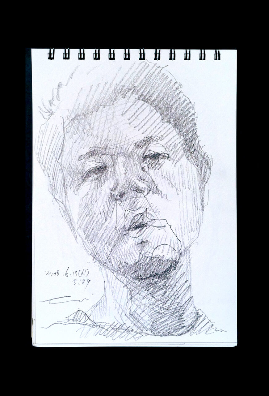 Contemporary artist SHINTAKU Tomoni's 2008/6/10 Self-portrait or pencil drawing