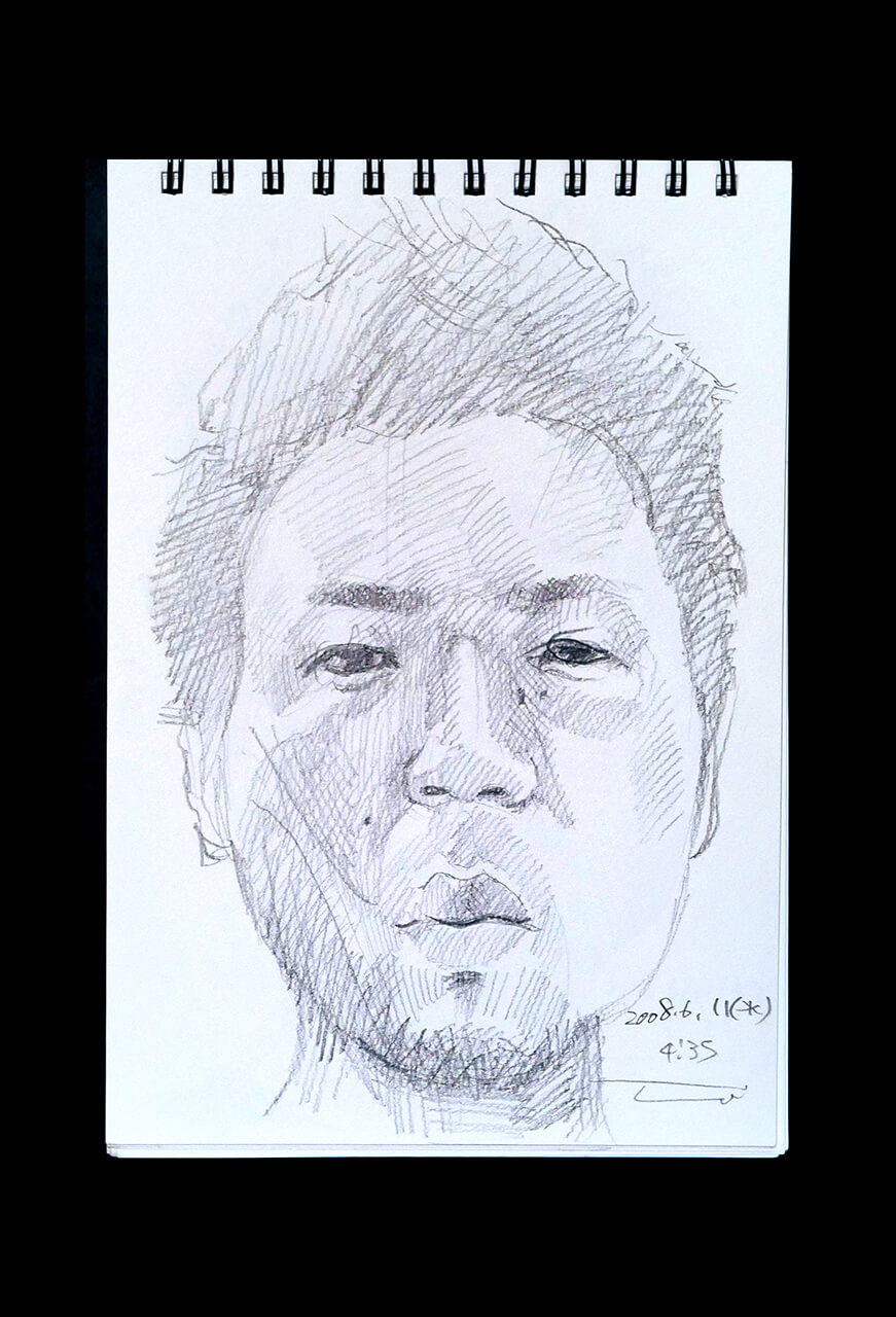 Contemporary artist SHINTAKU Tomoni's 2008/6/11 Self-portrait or pencil drawing