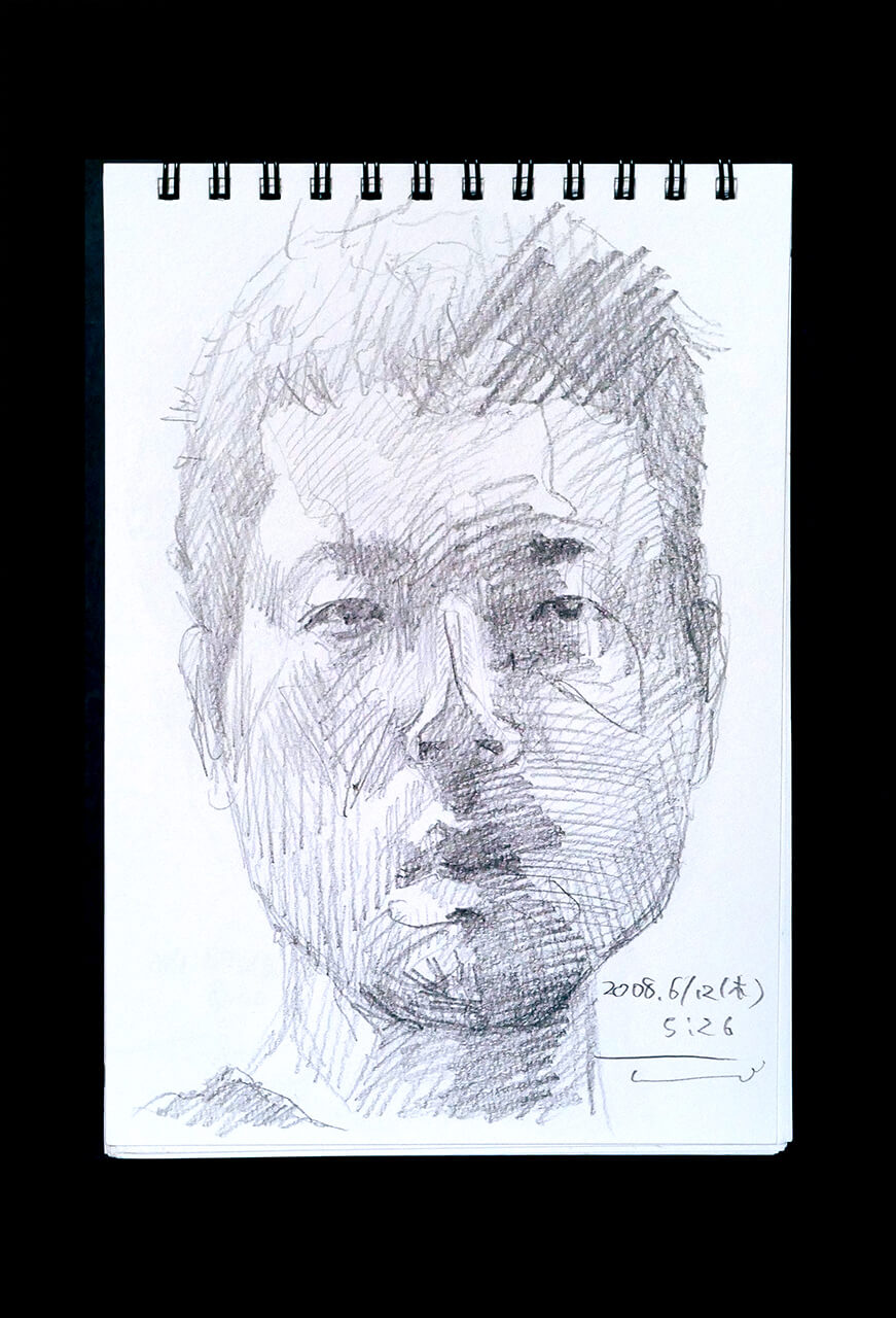 Contemporary artist SHINTAKU Tomoni's 2008/6/12 Self-portrait or pencil drawing