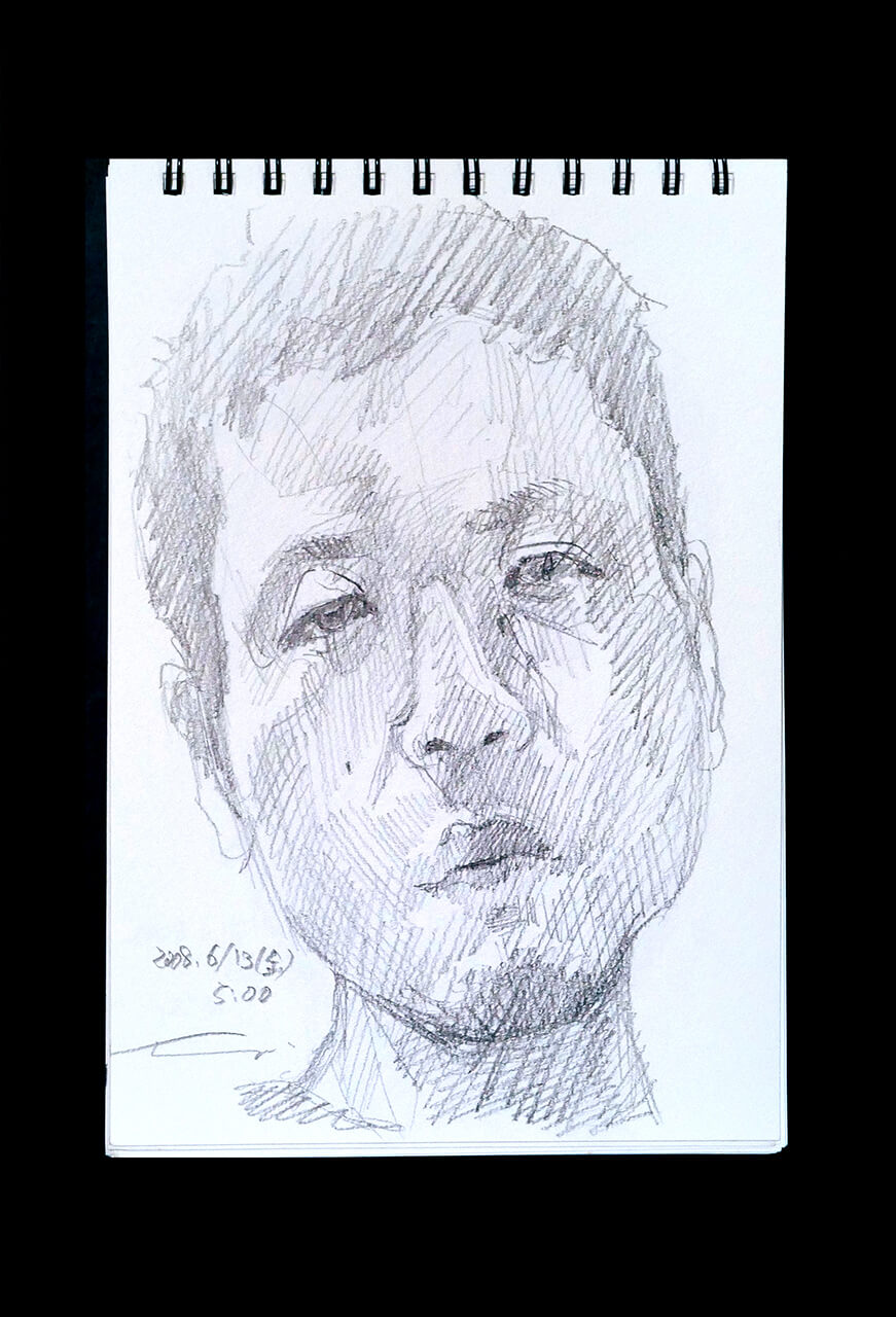 Contemporary artist SHINTAKU Tomoni's 2008/6/13 Self-portrait or pencil drawing