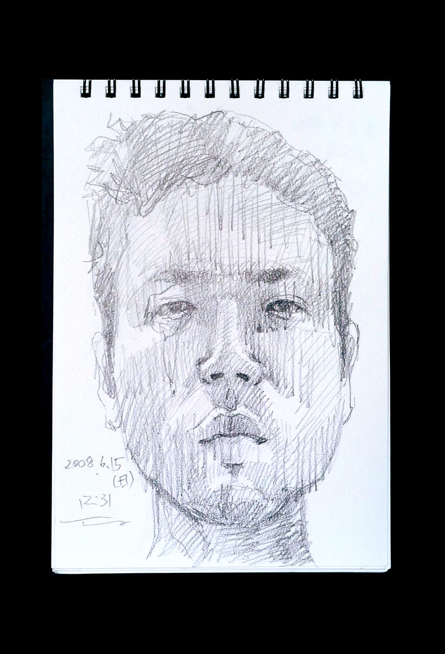 Contemporary artist SHINTAKU Tomoni's 2008/6/15 Self-portrait or pencil drawing