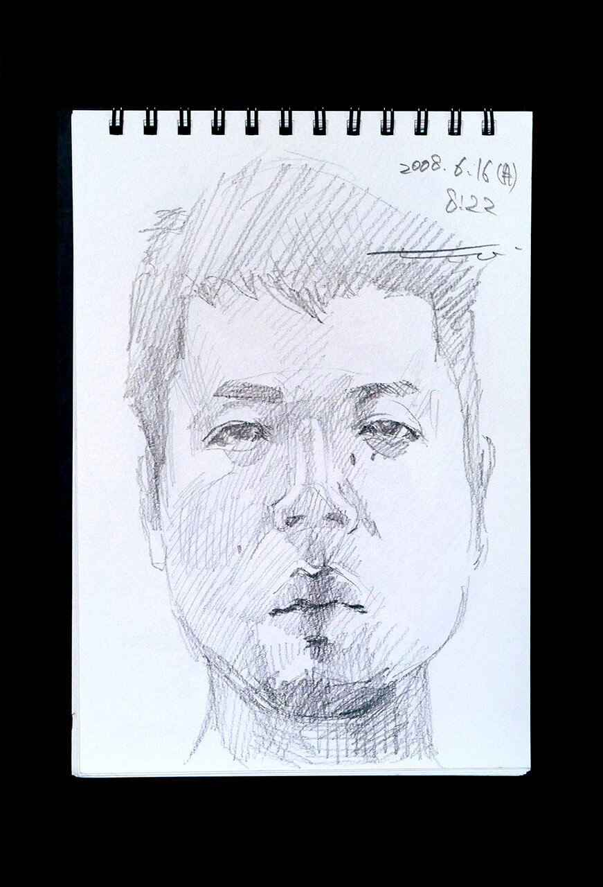 Contemporary artist SHINTAKU Tomoni's 2008/6/16 Self-portrait or pencil drawing