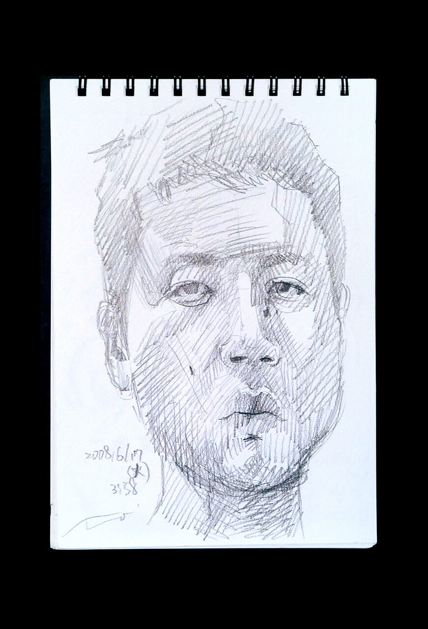 Contemporary artist SHINTAKU Tomoni's 2008/6/17 Self-portrait or pencil drawing