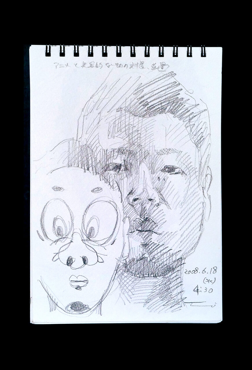 Contemporary artist SHINTAKU Tomoni's 2008/6/18 Self-portrait or pencil drawing