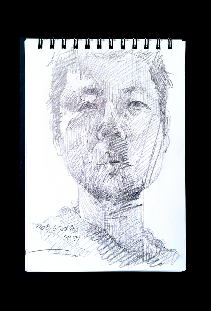 Contemporary artist SHINTAKU Tomoni's 2008/6/20 Self-portrait or pencil drawing
