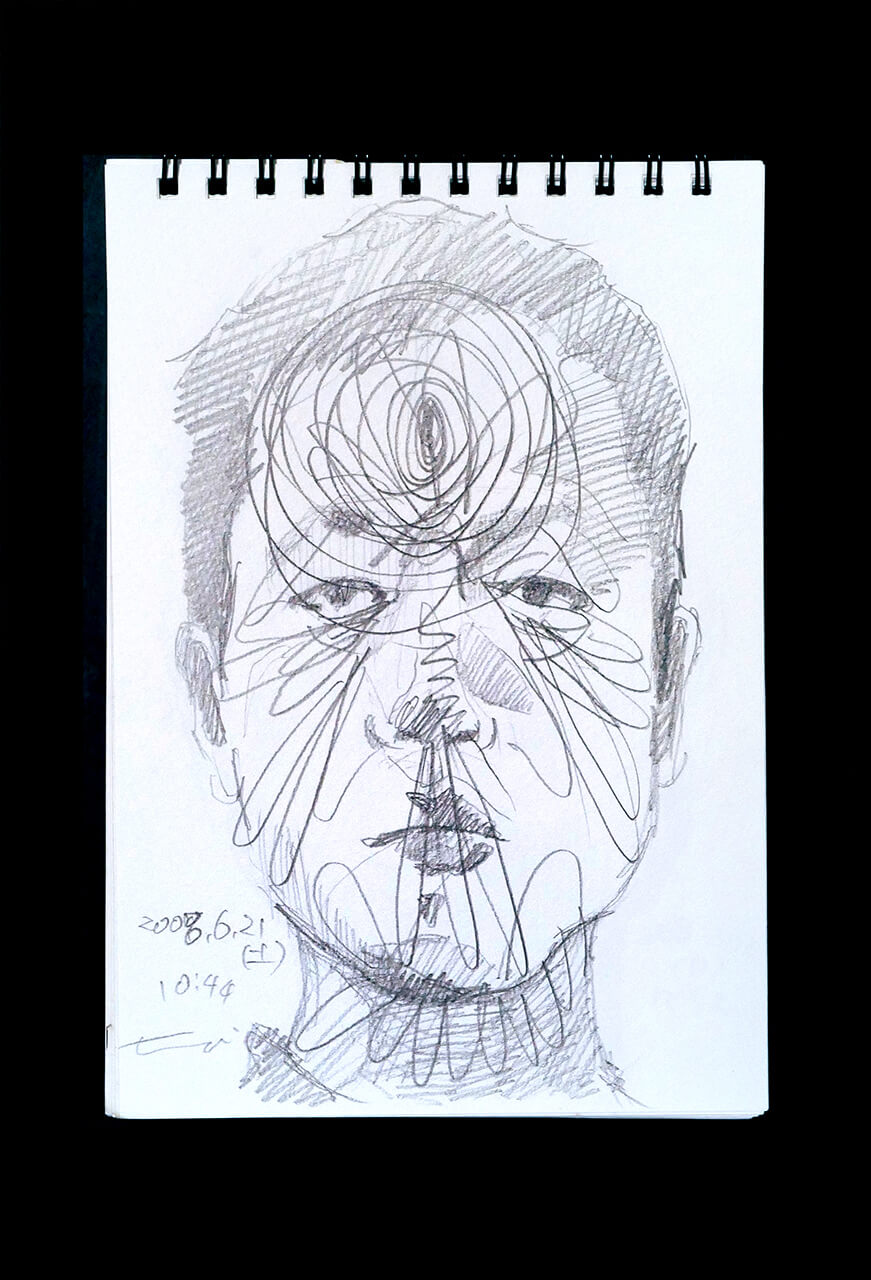 Contemporary artist SHINTAKU Tomoni's 2008/6/21 Self-portrait or pencil drawing