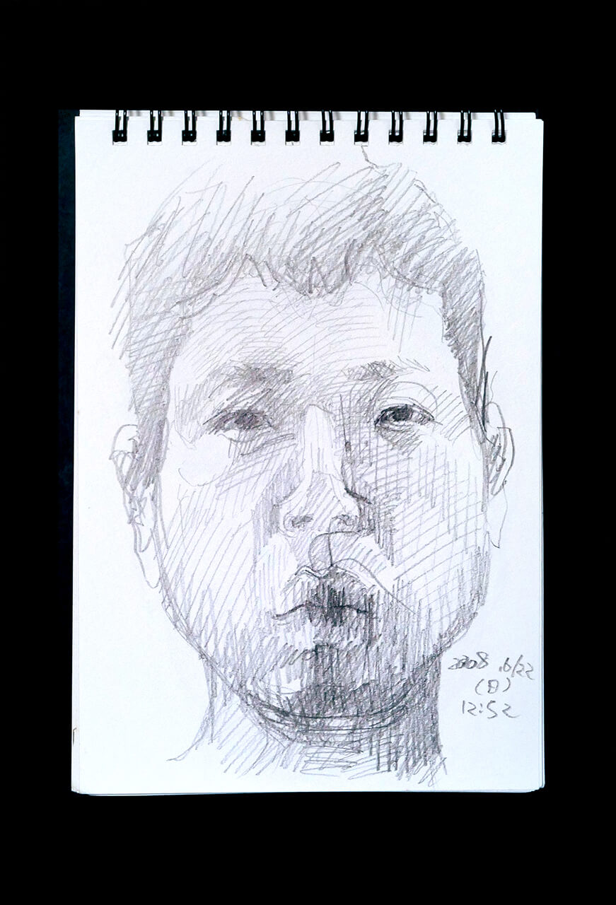 Contemporary artist SHINTAKU Tomoni's 2008/6/22 Self-portrait or pencil drawing