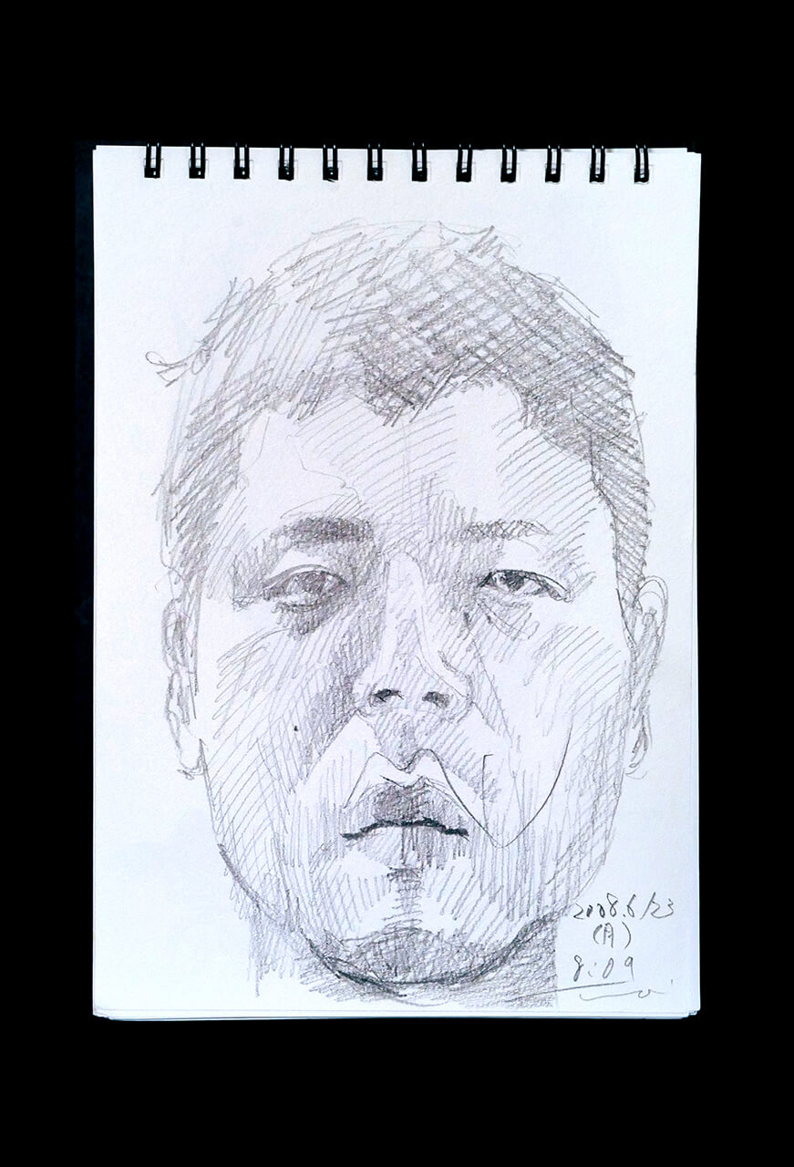 Contemporary artist SHINTAKU Tomoni's 2008/6/23 Self-portrait or pencil drawing