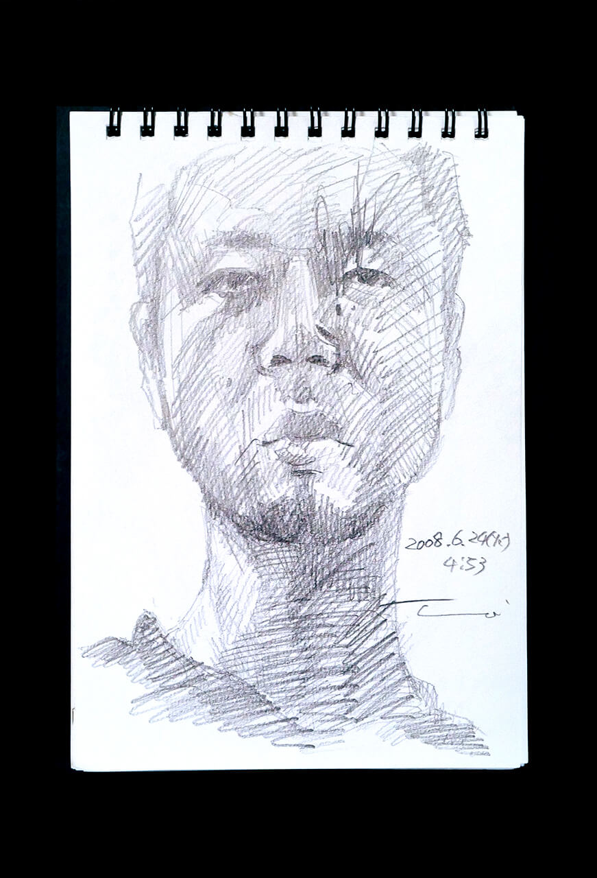 Contemporary artist SHINTAKU Tomoni's 2008/6/24 Self-portrait or pencil drawing