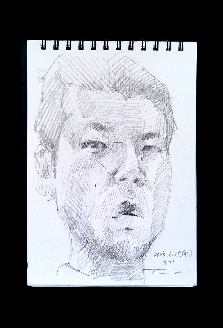 Contemporary artist SHINTAKU Tomoni's 2008/6/25 Self-portrait or pencil drawing