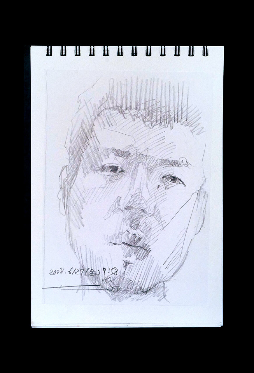 Contemporary artist SHINTAKU Tomoni's 2008/6/27 Self-portrait or pencil drawing