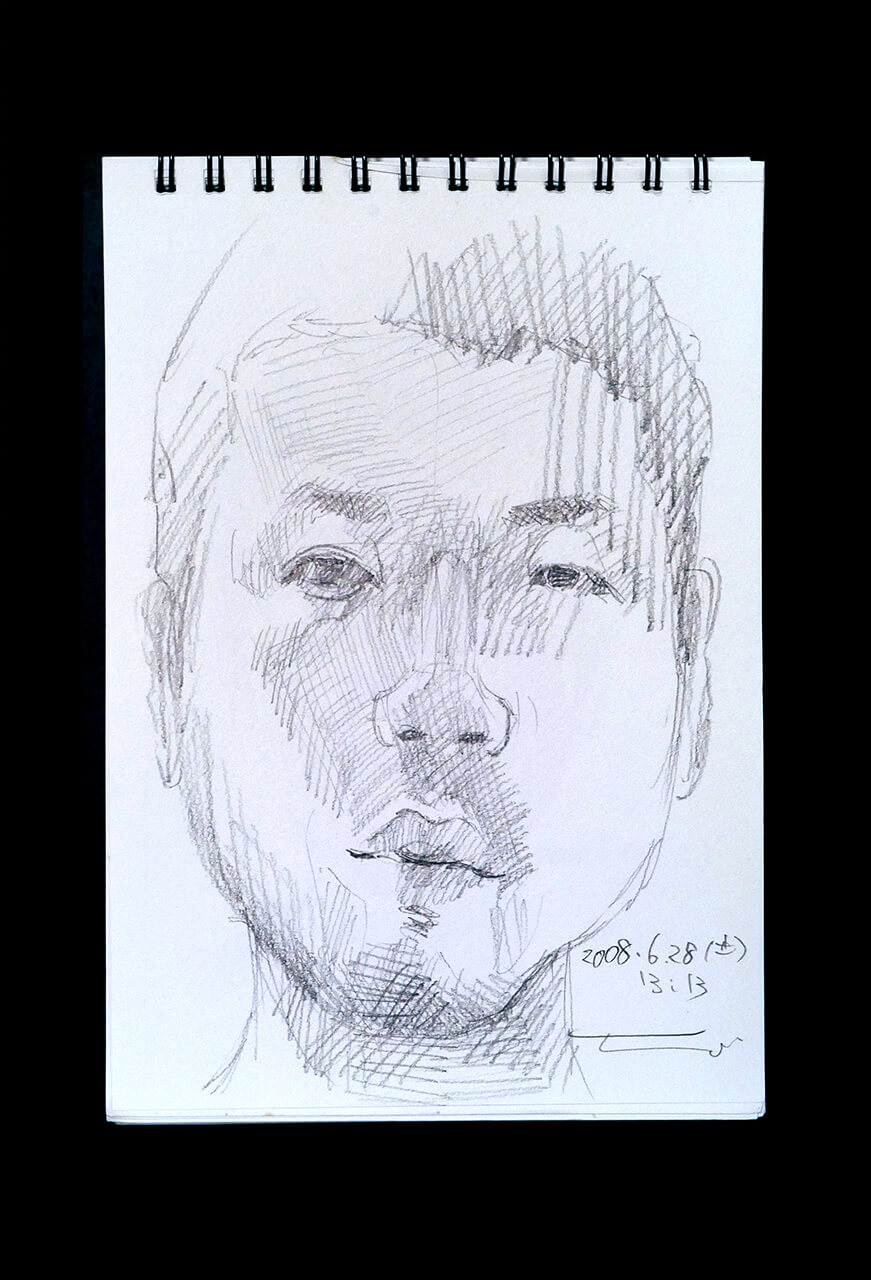 Contemporary artist SHINTAKU Tomoni's 2008/6/28 Self-portrait or pencil drawing