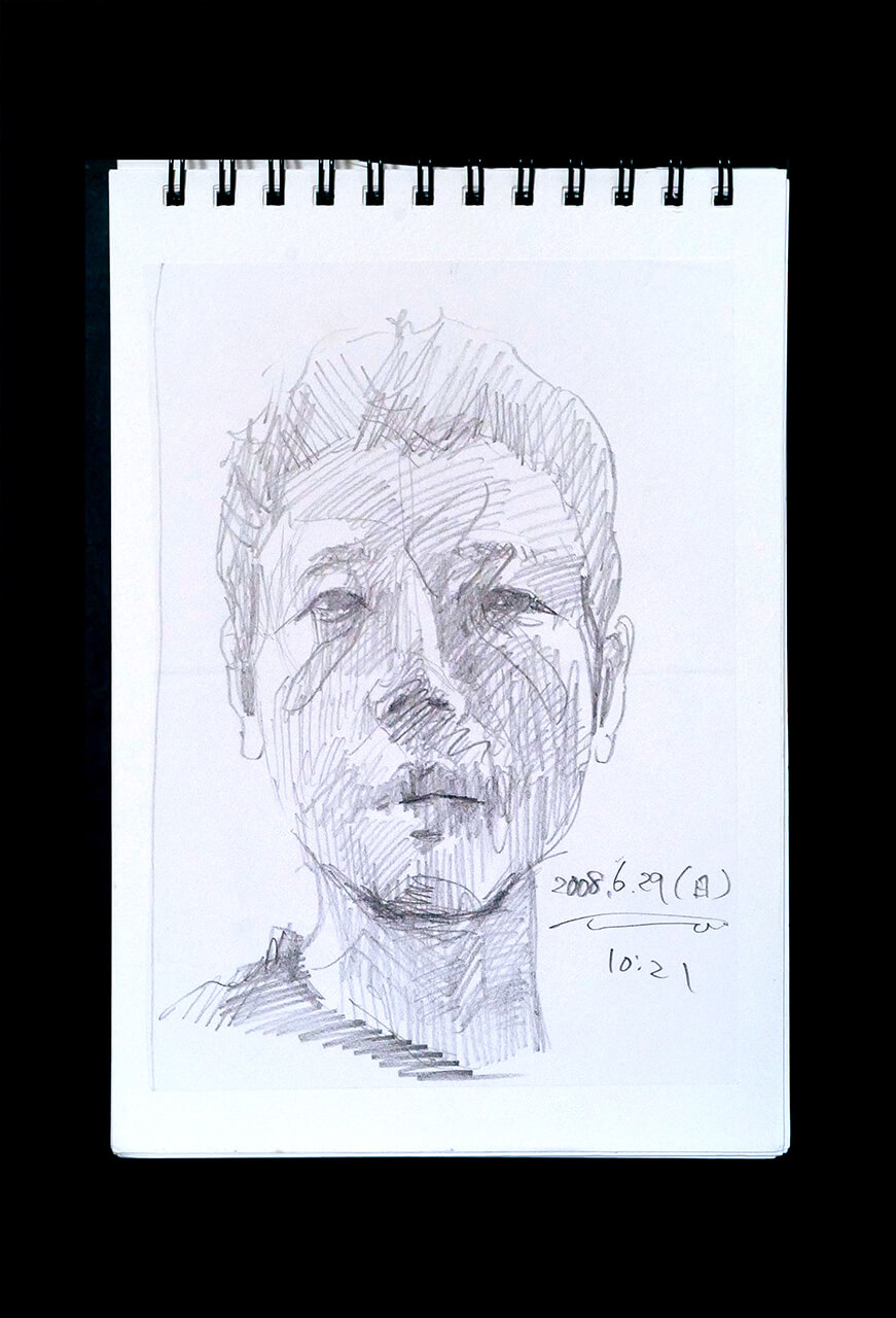 Contemporary artist SHINTAKU Tomoni's 2008/6/29 Self-portrait or pencil drawing