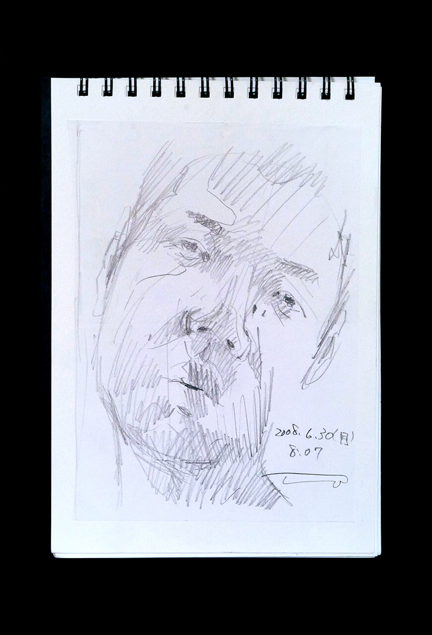Contemporary artist SHINTAKU Tomoni's 2008/6/30 Self-portrait or pencil drawing