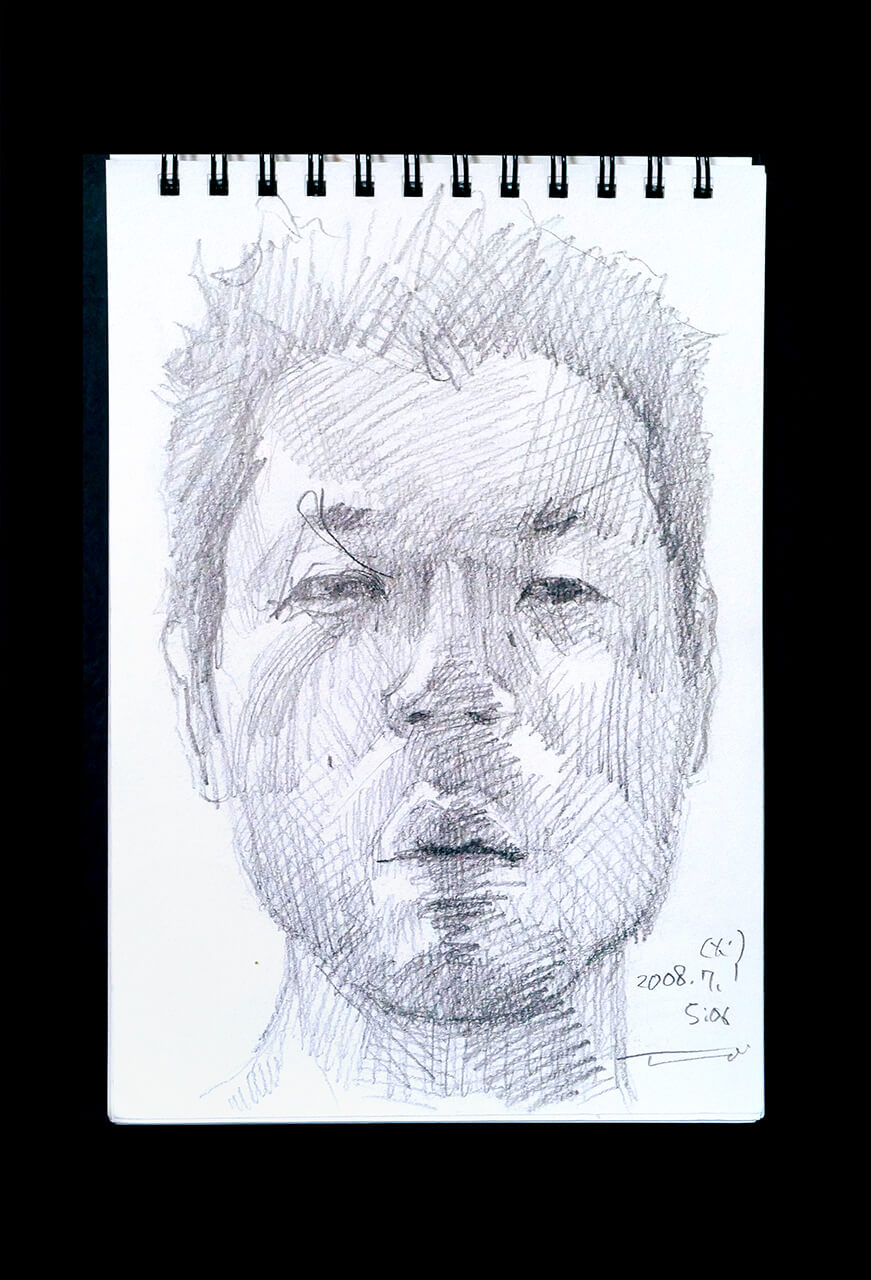 Contemporary artist SHINTAKU Tomoni's 2008/7/1 Self-portrait or pencil drawing