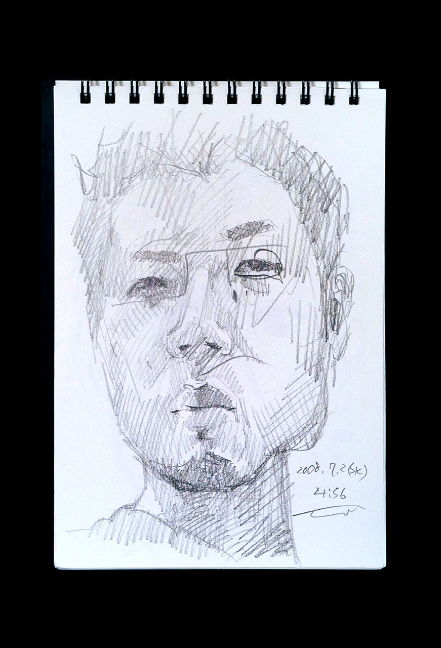 Contemporary artist SHINTAKU Tomoni's 2008/7/2 Self-portrait or pencil drawing