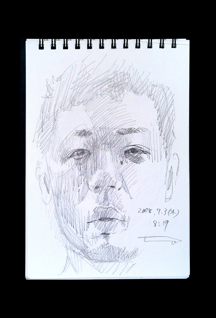 Contemporary artist SHINTAKU Tomoni's 2008/7/3 Self-portrait or pencil drawing