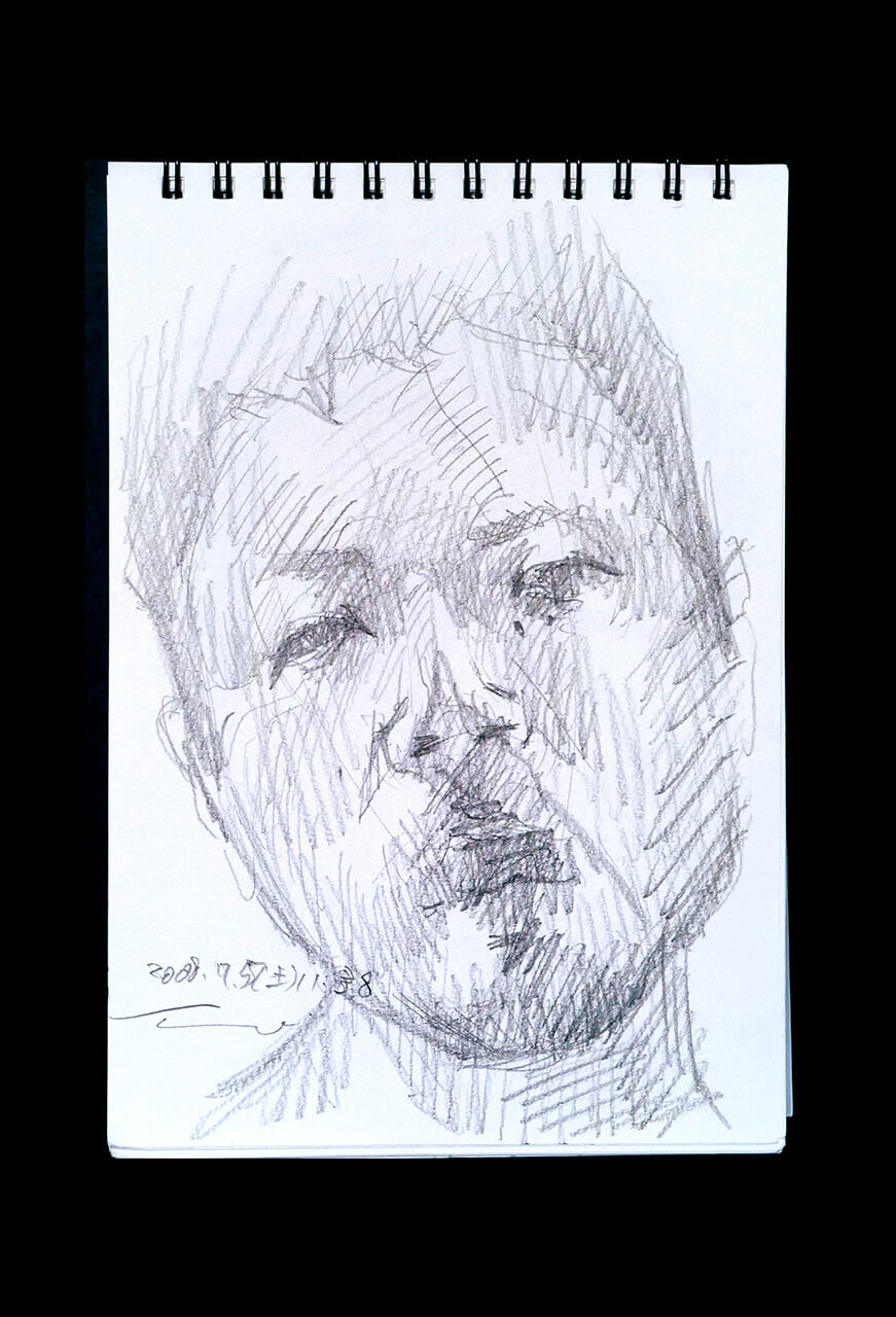 Contemporary artist SHINTAKU Tomoni's 2008/7/5 Self-portrait or pencil drawing