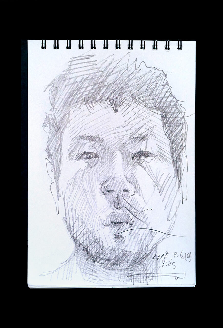 Contemporary artist SHINTAKU Tomoni's 2008/7/6 Self-portrait or pencil drawing