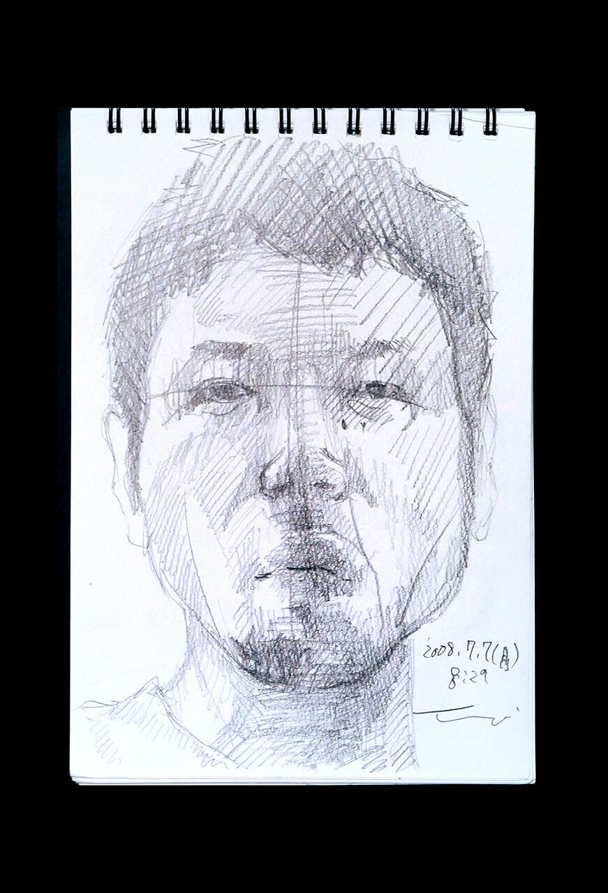 Contemporary artist SHINTAKU Tomoni's 2008/7/7 Self-portrait or pencil drawing