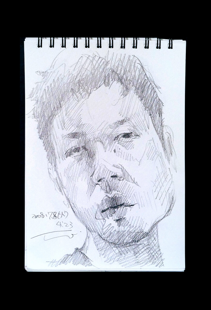 Contemporary artist SHINTAKU Tomoni's 2008/7/8 Self-portrait or pencil drawing