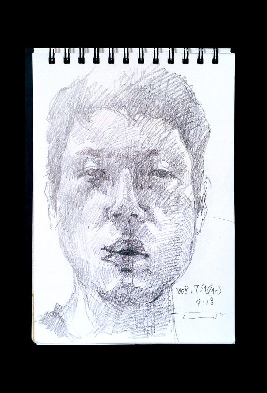 Contemporary artist SHINTAKU Tomoni's 2008/7/9 Self-portrait or pencil drawing