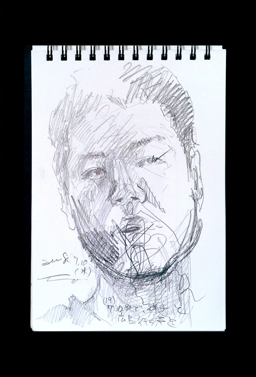 Contemporary artist SHINTAKU Tomoni's 2008/7/10 Self-portrait or pencil drawing