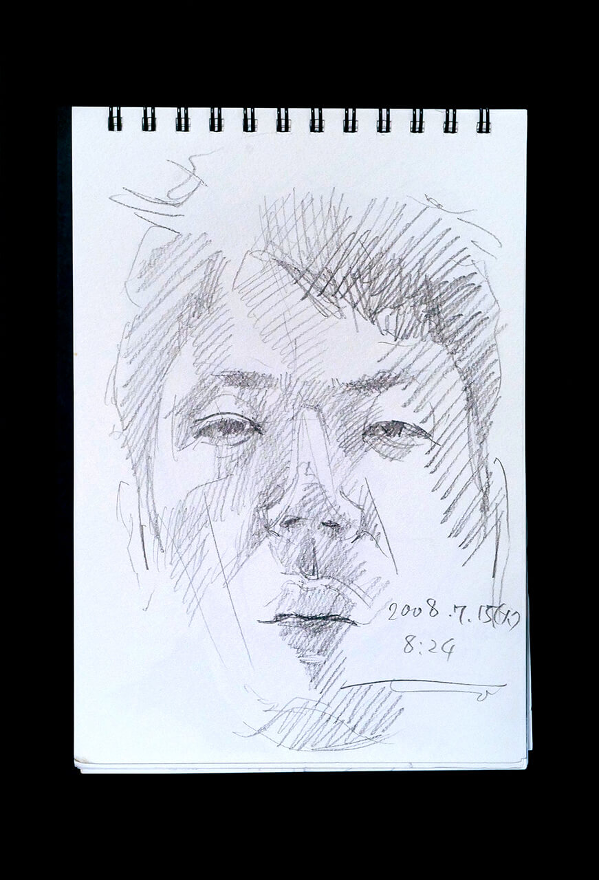 Contemporary artist SHINTAKU Tomoni's 2008/7/15 Self-portrait or pencil drawing
