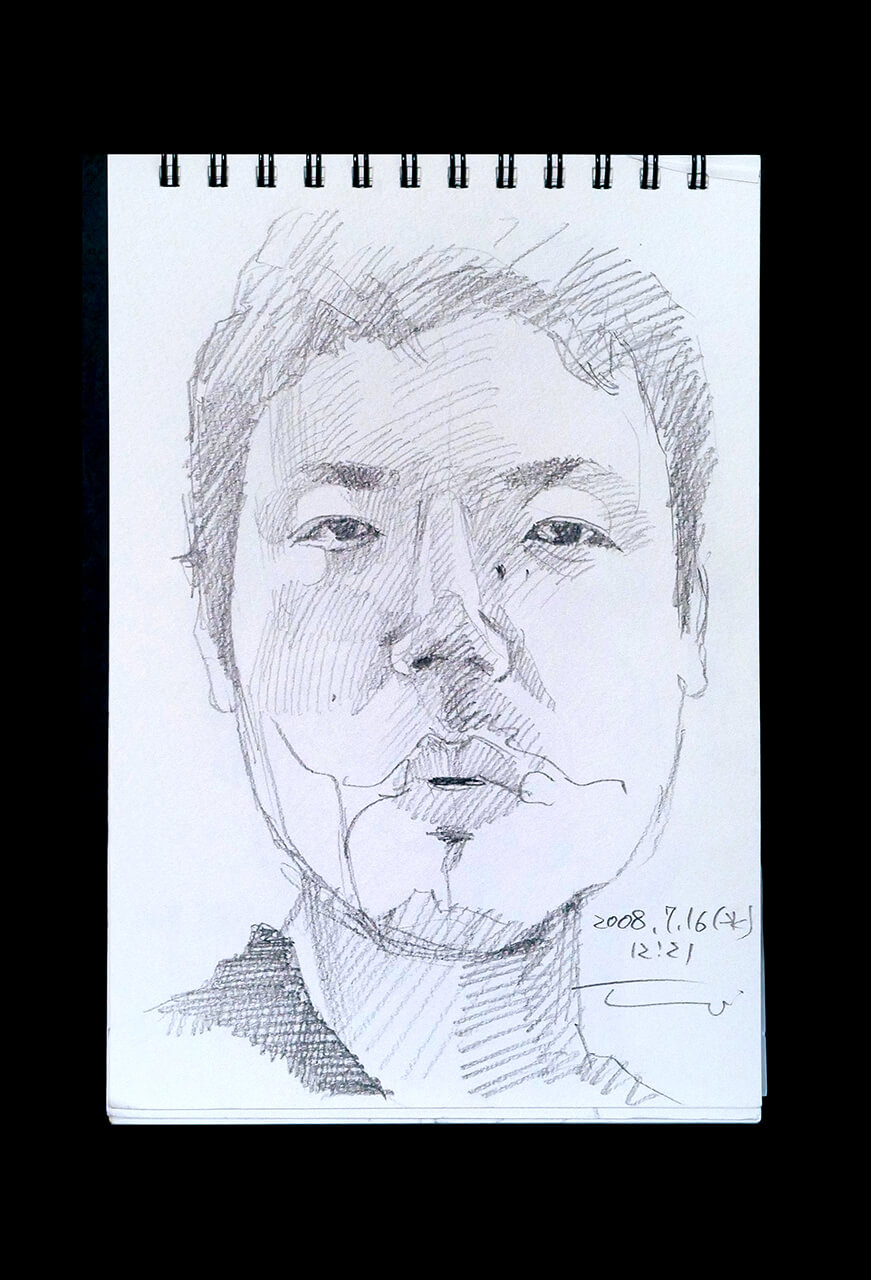 Contemporary artist SHINTAKU Tomoni's 2008/7/16 Self-portrait or pencil drawing